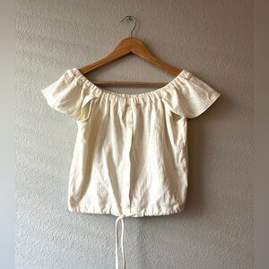 Madewell Cream Button-Down Off the Shoulder Blouse Small NWOT